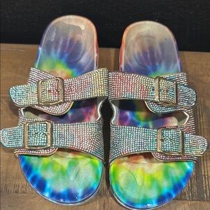 Colorful Sandals with Rhinestone Straps